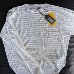 Allsaints Elle striped button-down cotton jumper